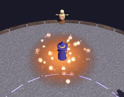El suelo arde alrededor del mago