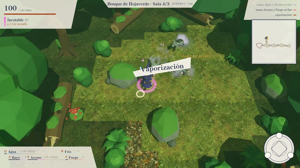 Un mago combate en una sala de una expedición